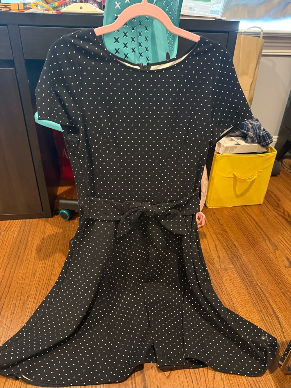 Women’s Kate spade' Black Polka Dot Fit-and-Flare Dress with Tie Waist